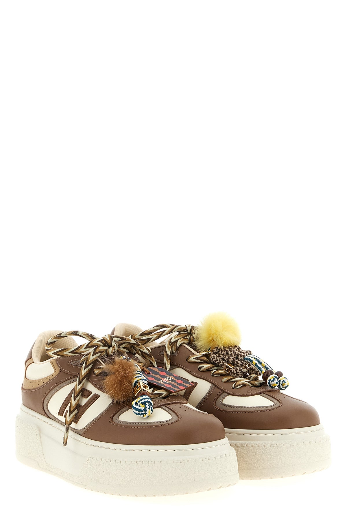 fendi match leather sneakers embossed logo on the heel