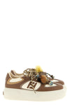 fendi match leather sneakers embossed logo on the heel
