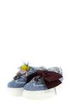 fendi match denim-effect printed suede sneakers