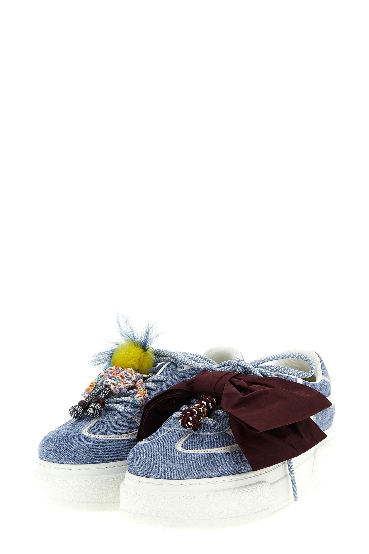 fendi match denim-effect printed suede sneakers