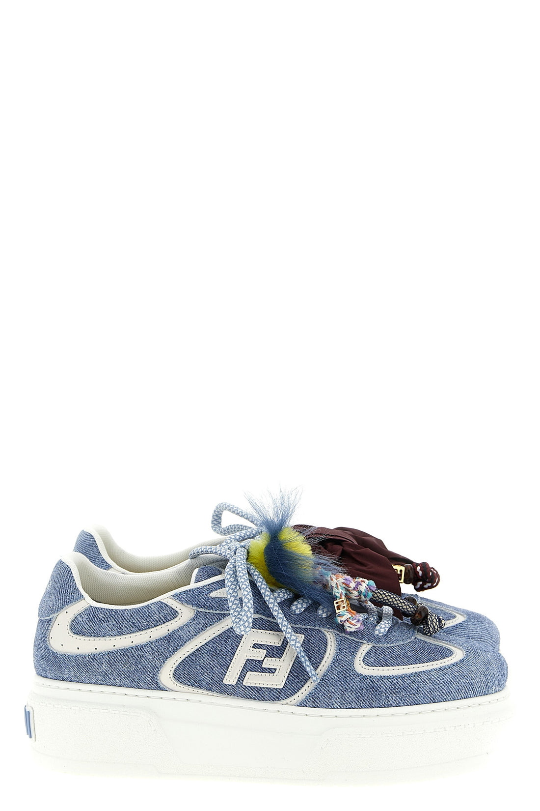 FENDI 37 fendi match denim-effect printed suede sneakers