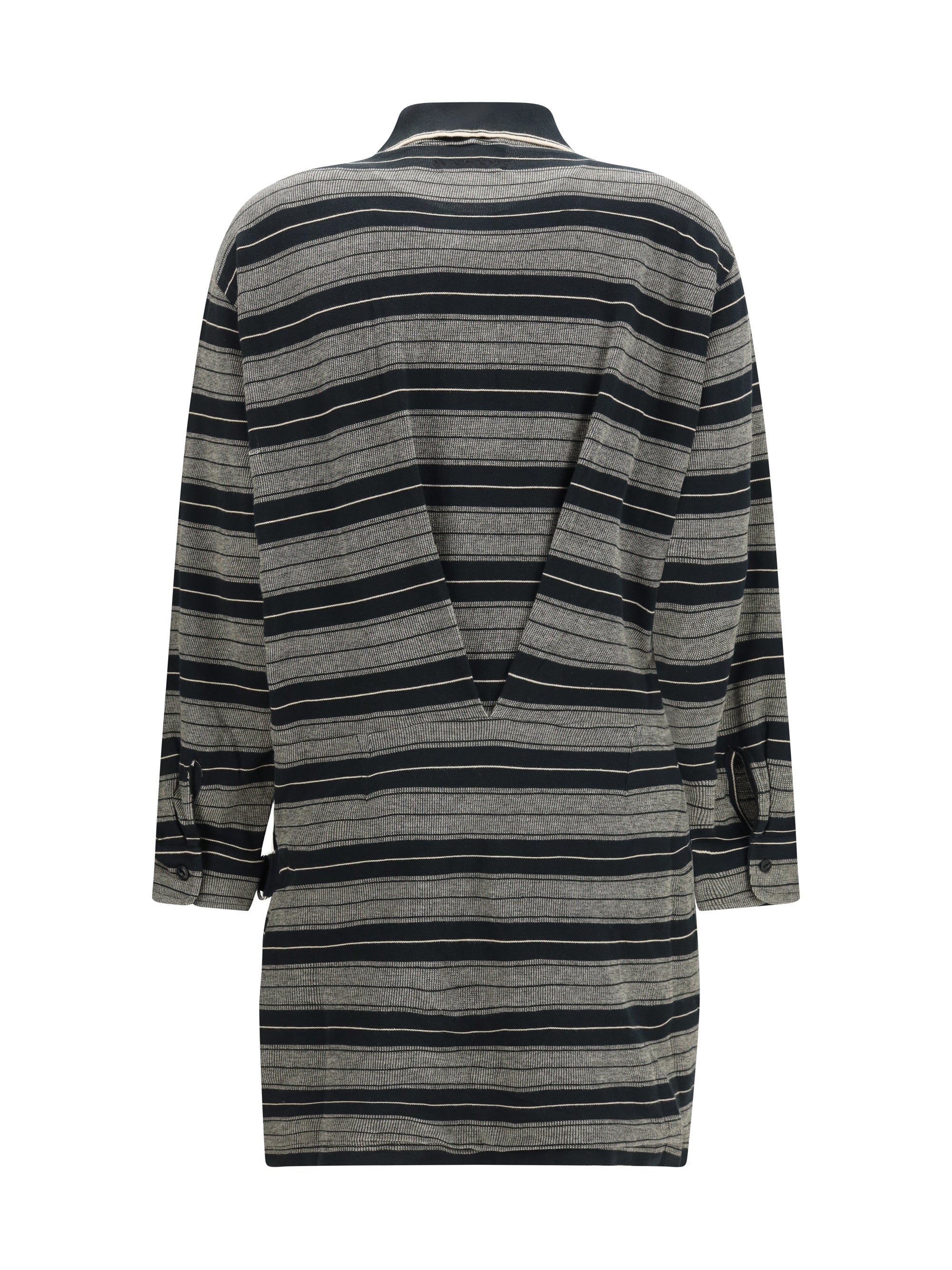 isea striped cotton belted polo mini dress