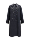 single-breasted mouliné prince of wales and embroidered twill coat