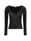 cassandre v neck ribbed silk top