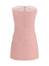 bouclé mini dress with lace collar