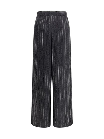 GIORGIO ARMANI 46 wide-leg silk pants with strass