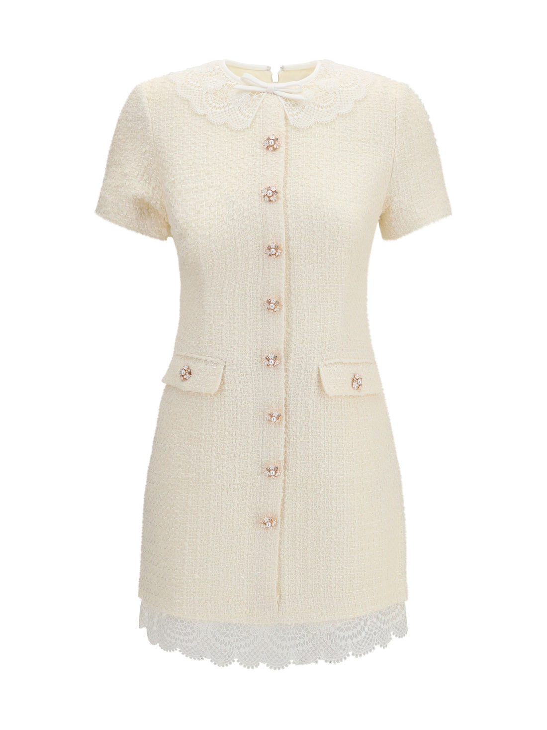 SELF-PORTRAIT 8 tailored mini dress with bouclé lace inserts