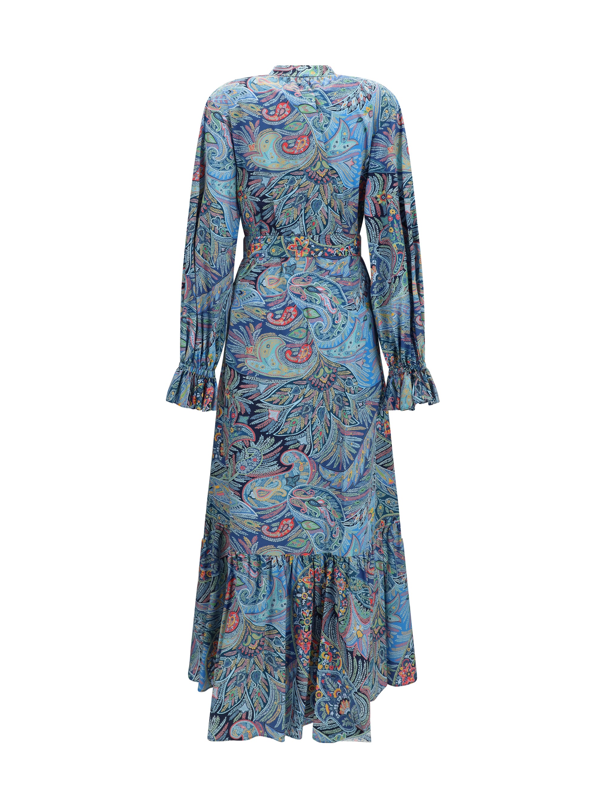 paisley print cotton-blend shirt dress