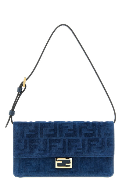 flocked texture ff denim wallet on chain