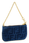 ff flocked cotton denim mini pouch
