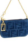 ff flocked cotton denim mini pouch