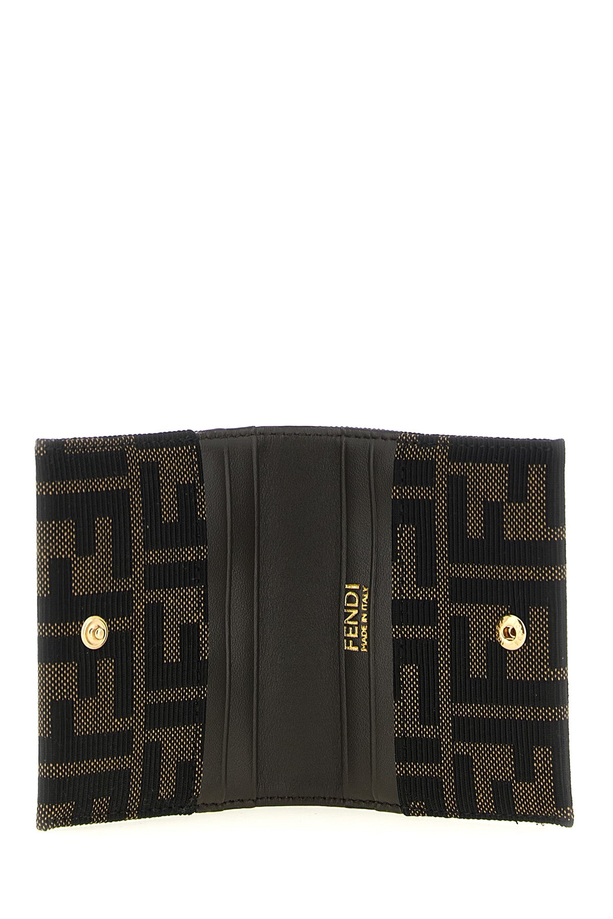 the fendi cardholder is distinguished by a compact folding construction