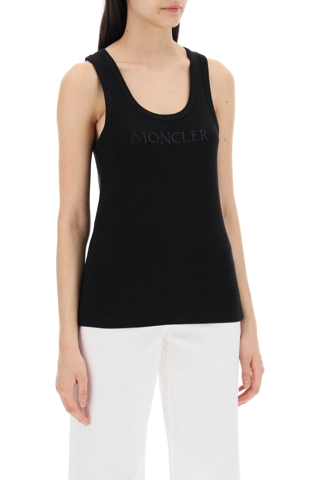 sleeveless ribbed jersey top