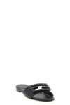 the fendi baguette slide sandals are made of black bottalated calf leather