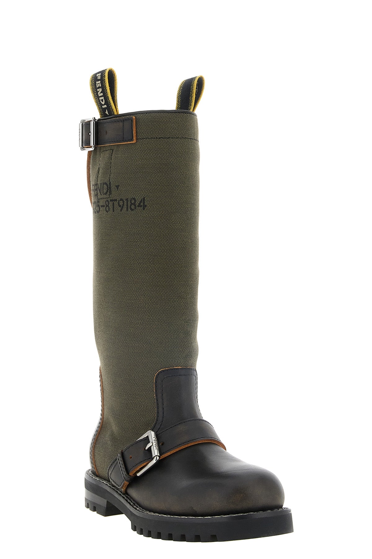 the fendi commando boots define a workwear-inspired aesthetic through a struct