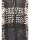 checked wool zip cardigan