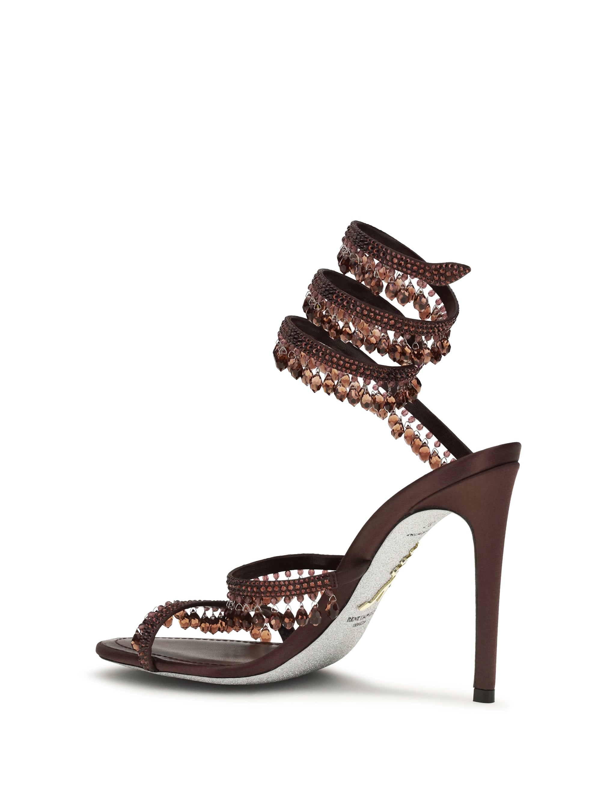 chandelier sandals in satin