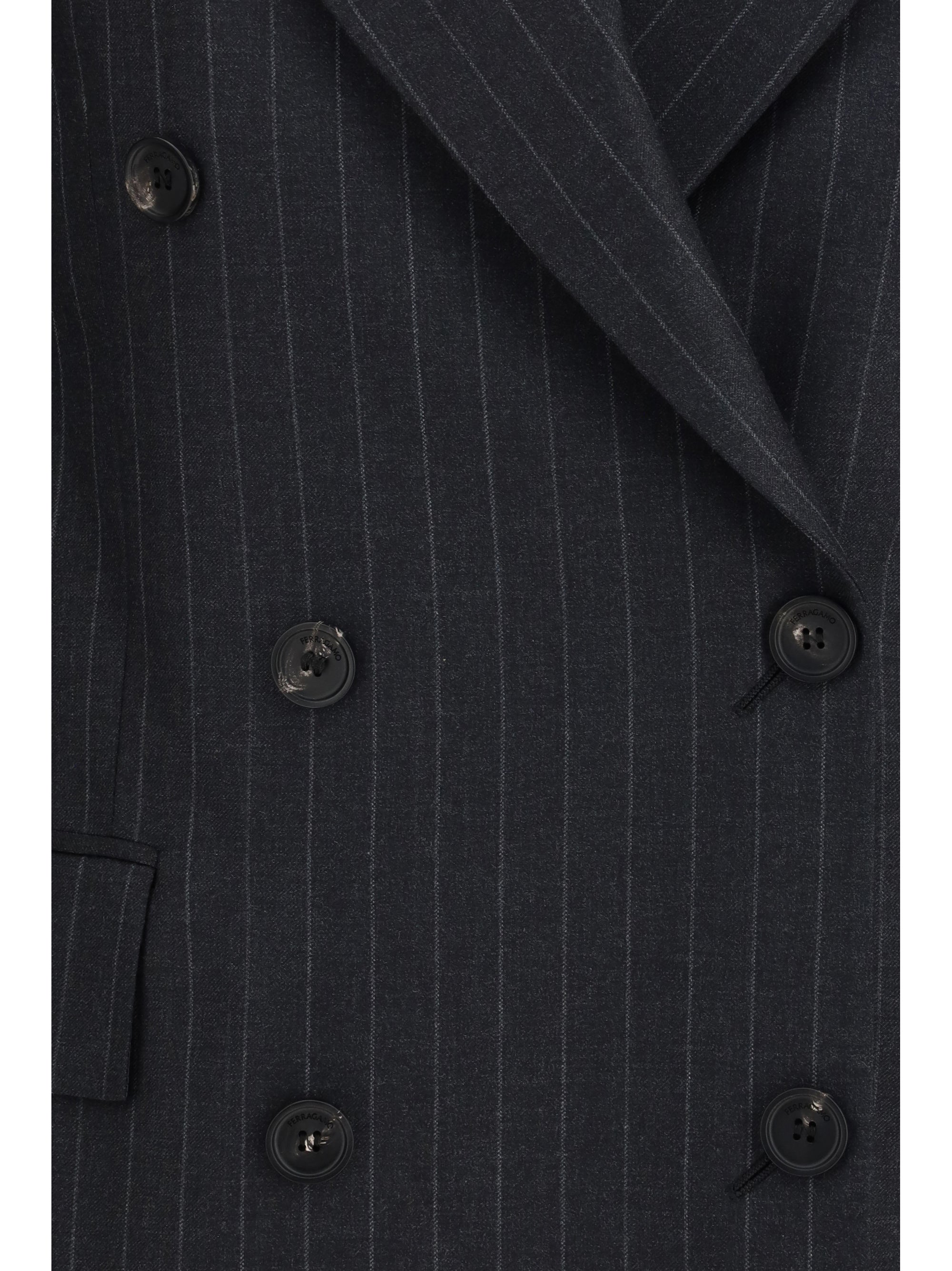 FERRAGAMO 42 double-breasted pinstripe blazer