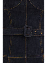 SELF-PORTRAIT 8 denim flared midi dress