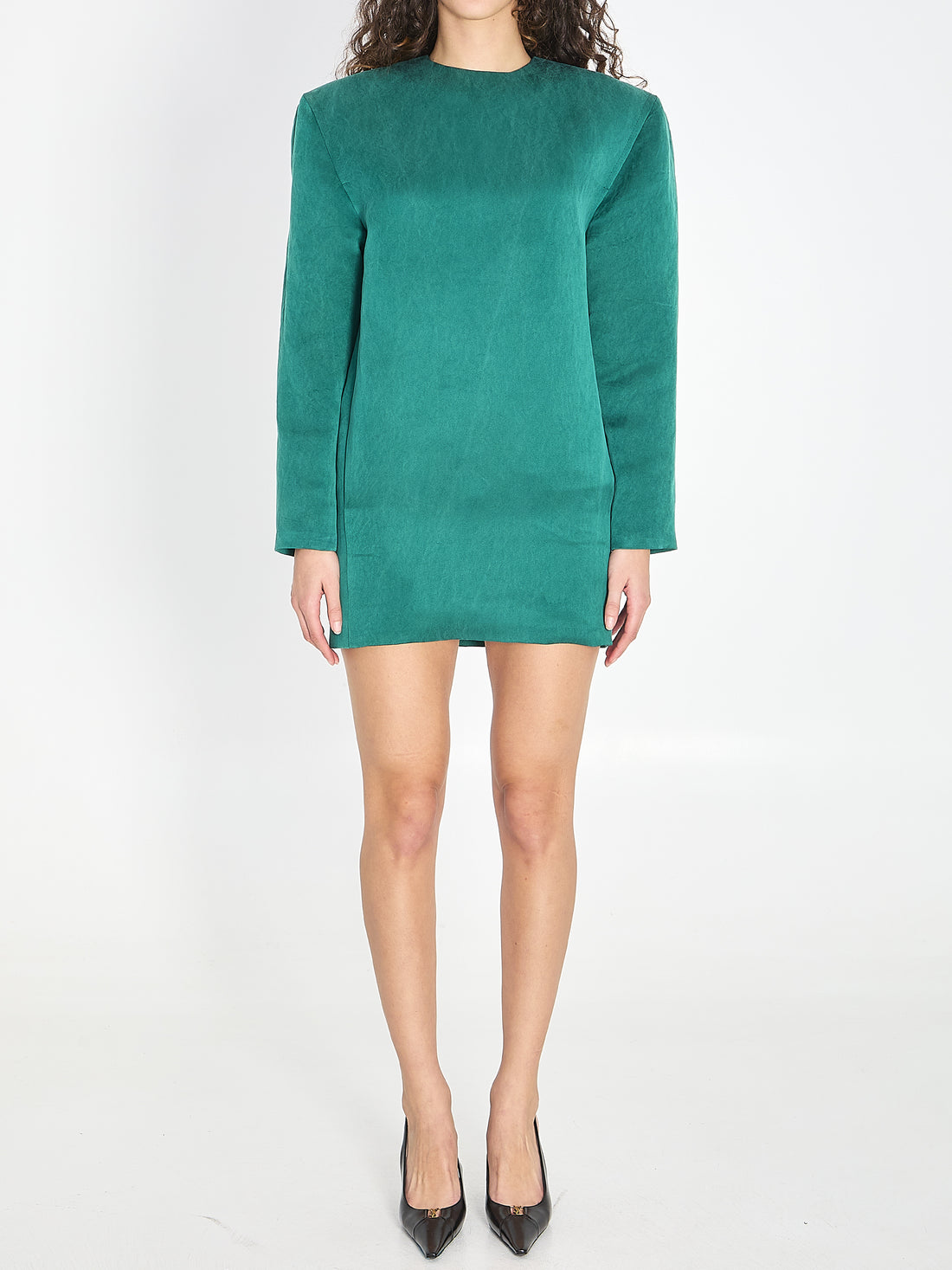 SAINT LAURENT 36 boxy dress in stonewashed satin silk