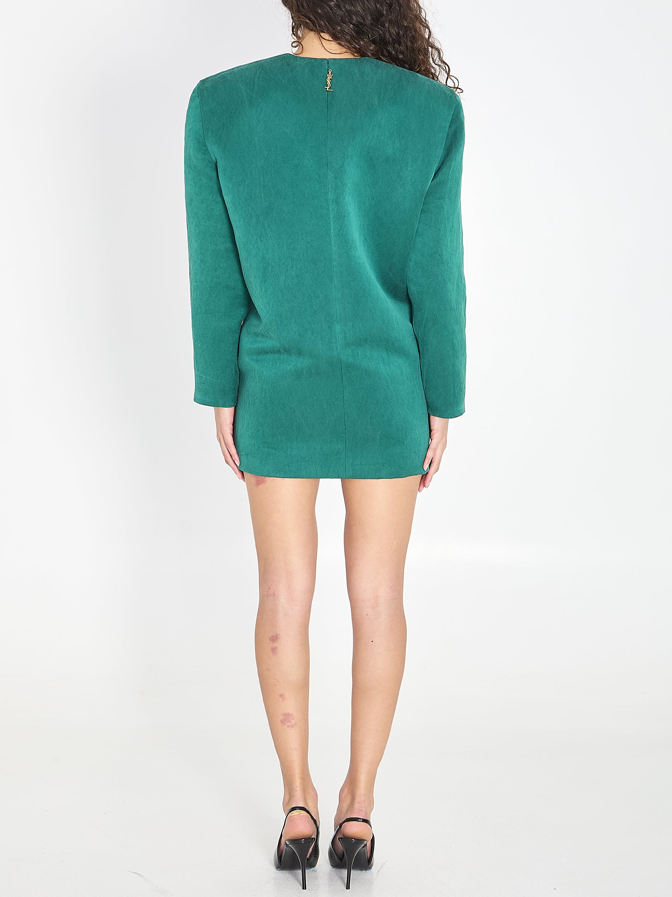 SAINT LAURENT 36 boxy dress in stonewashed satin silk