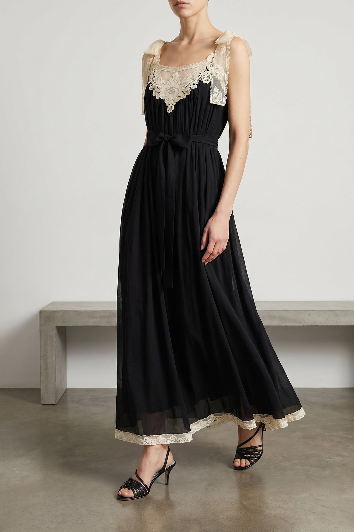 roselight long dress in cotton and silk blend