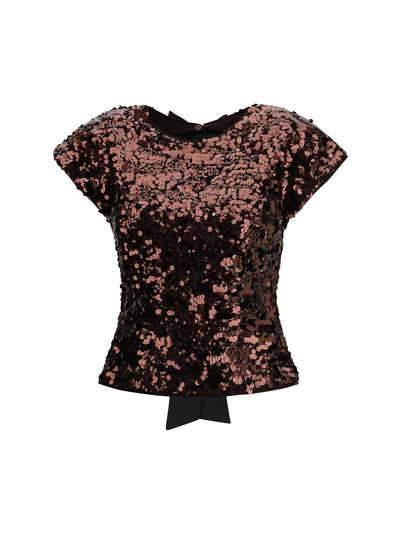 sequin top with bow back