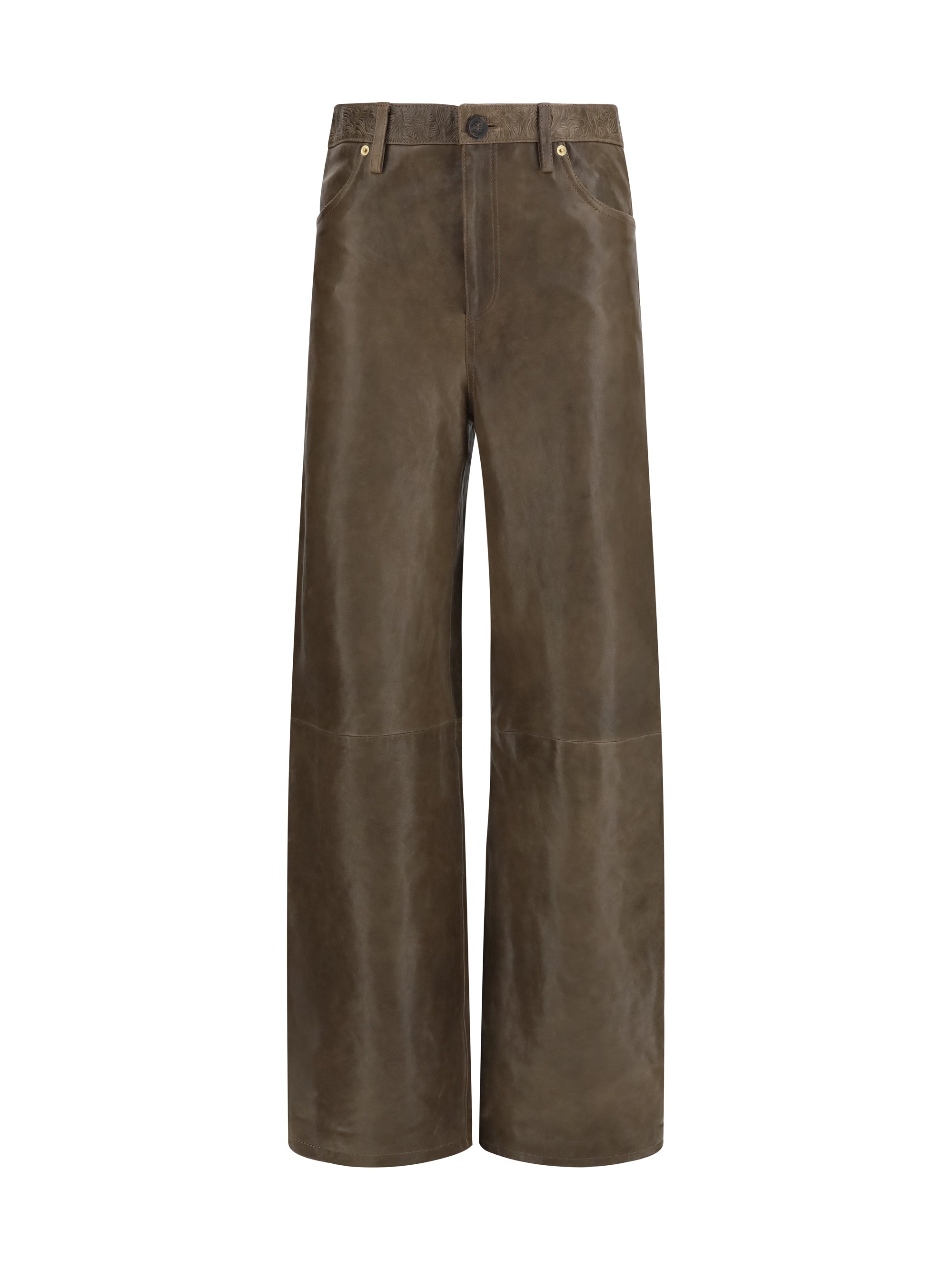 melany leather pants with embroidery