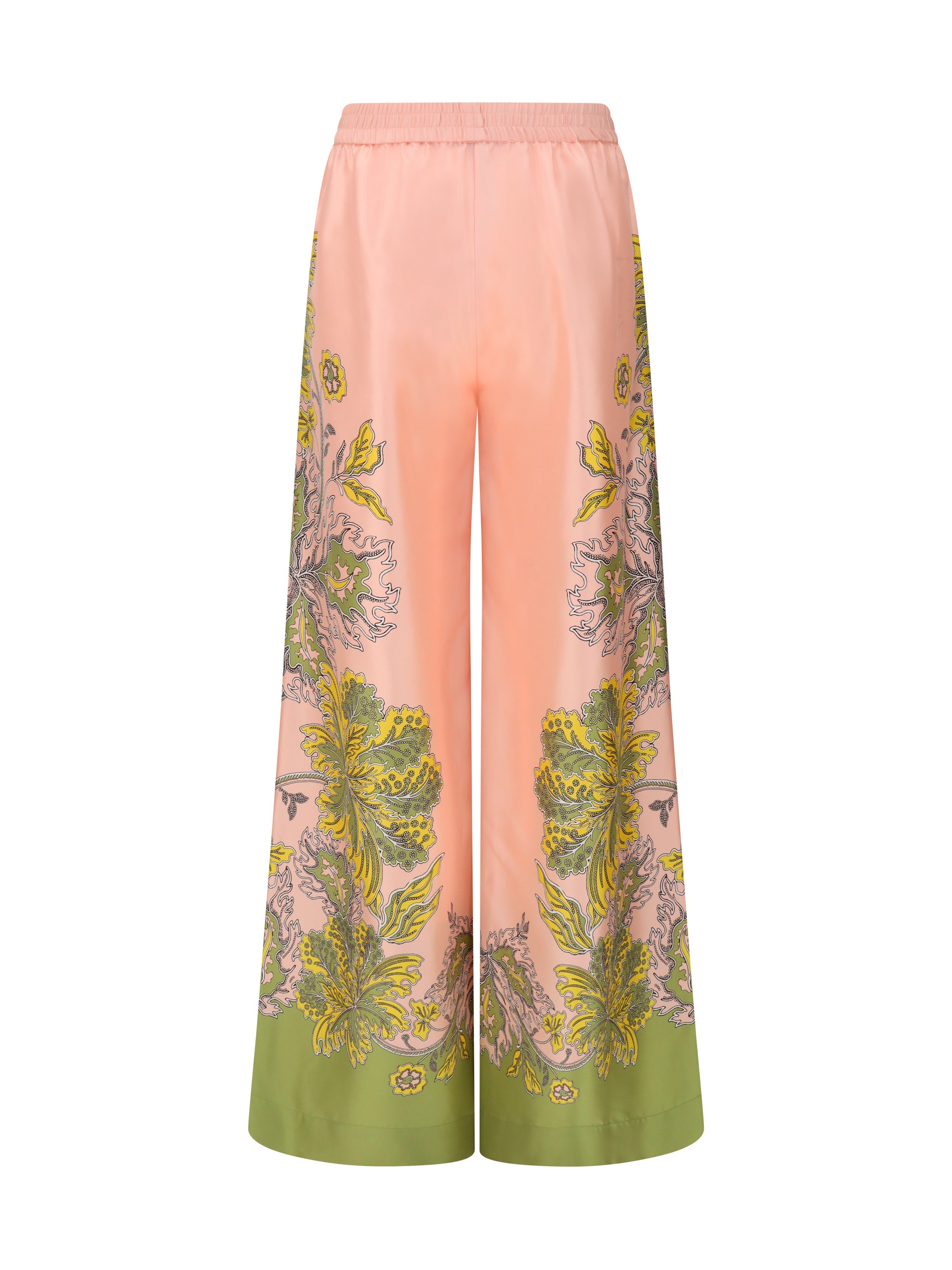 printed silk twill pants