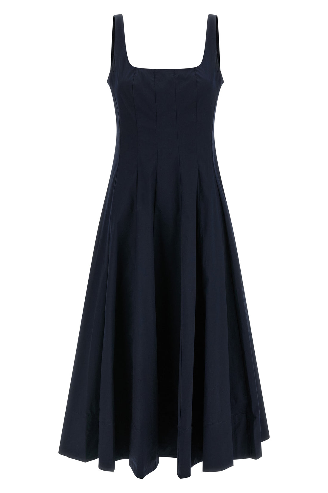 STAUD 8 wells midi dress in light cotton poplin
