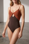 aster one-piece swimsuit in shiny stretch fabric