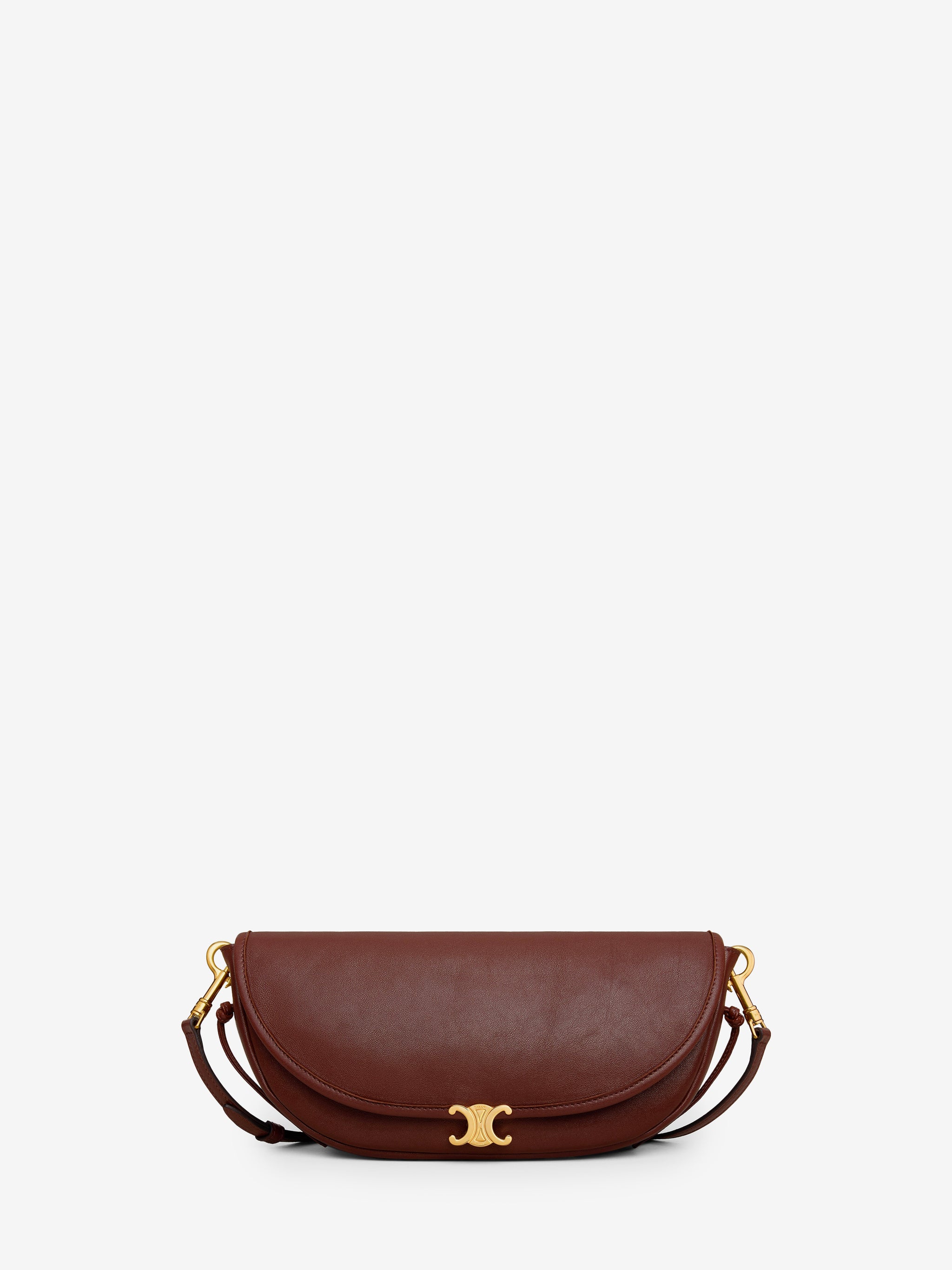 dark brown small triomphe halfmoon bag
