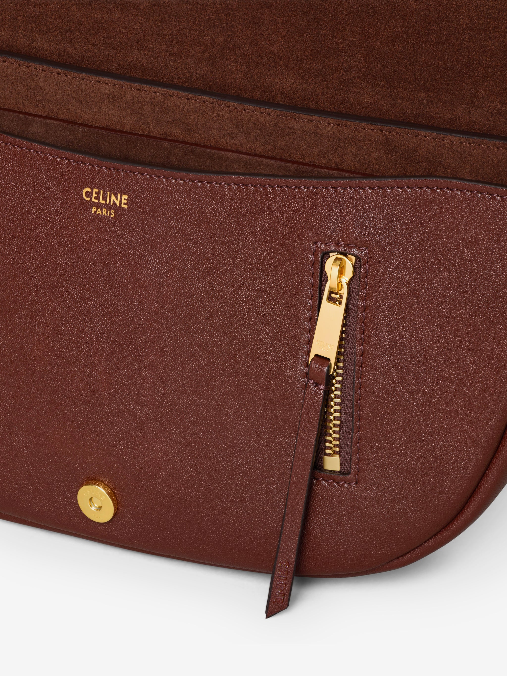 dark brown small triomphe halfmoon bag