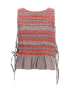 elastic printed top with ruching and side ties