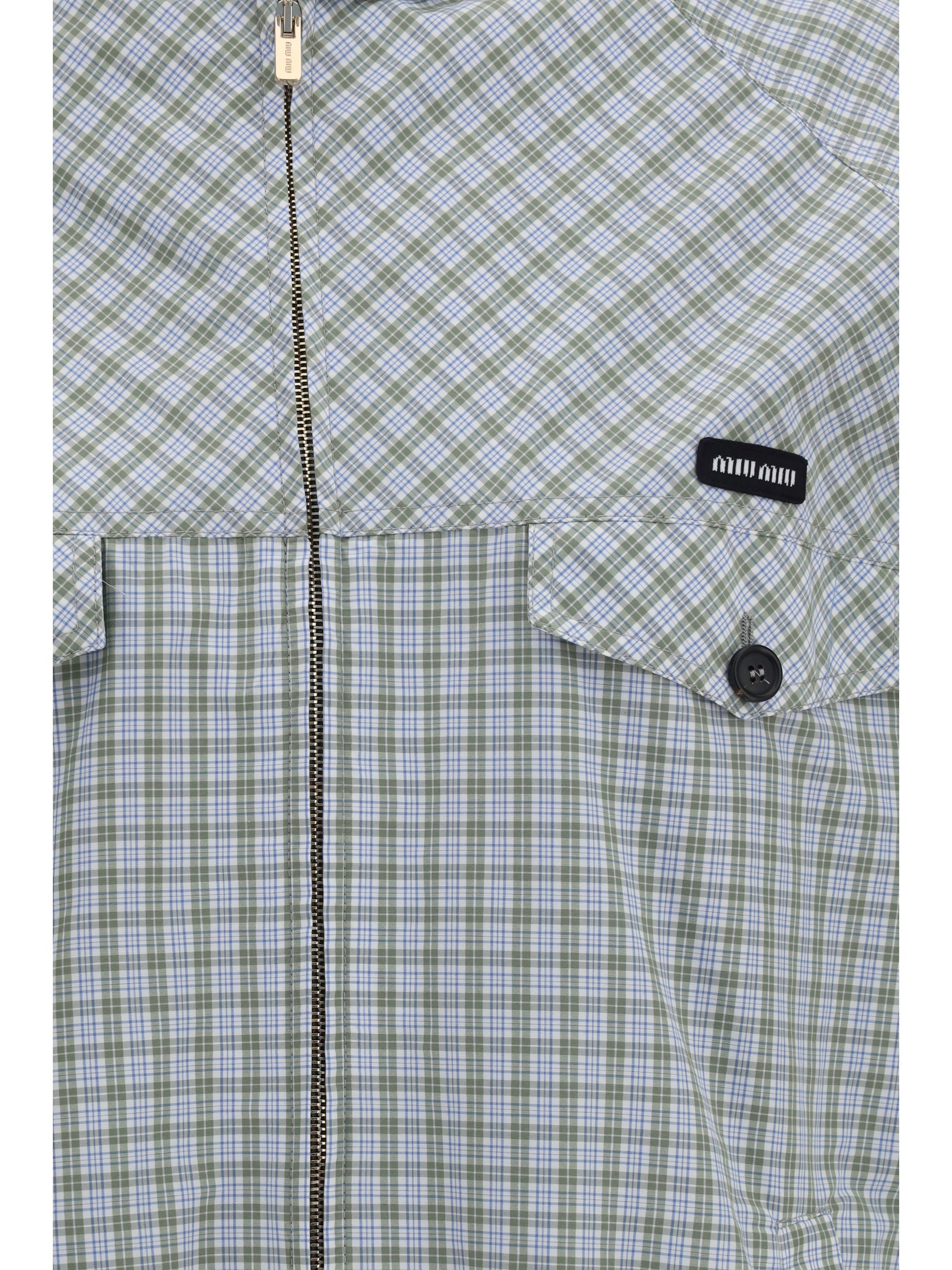 checked technical fabric blouson jacket