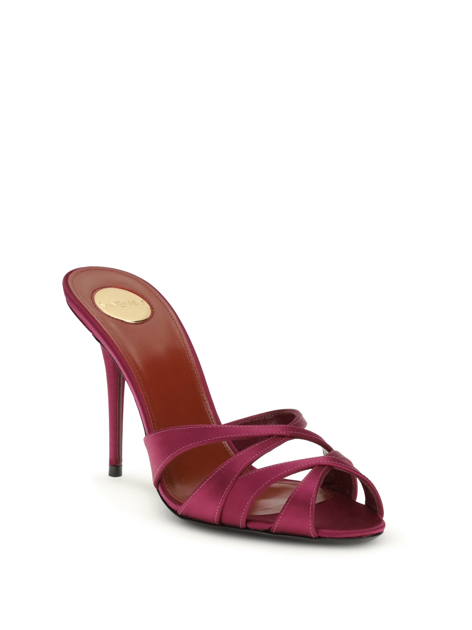 SAINT LAURENT 36 crêpe satin chandelle mules sandals 