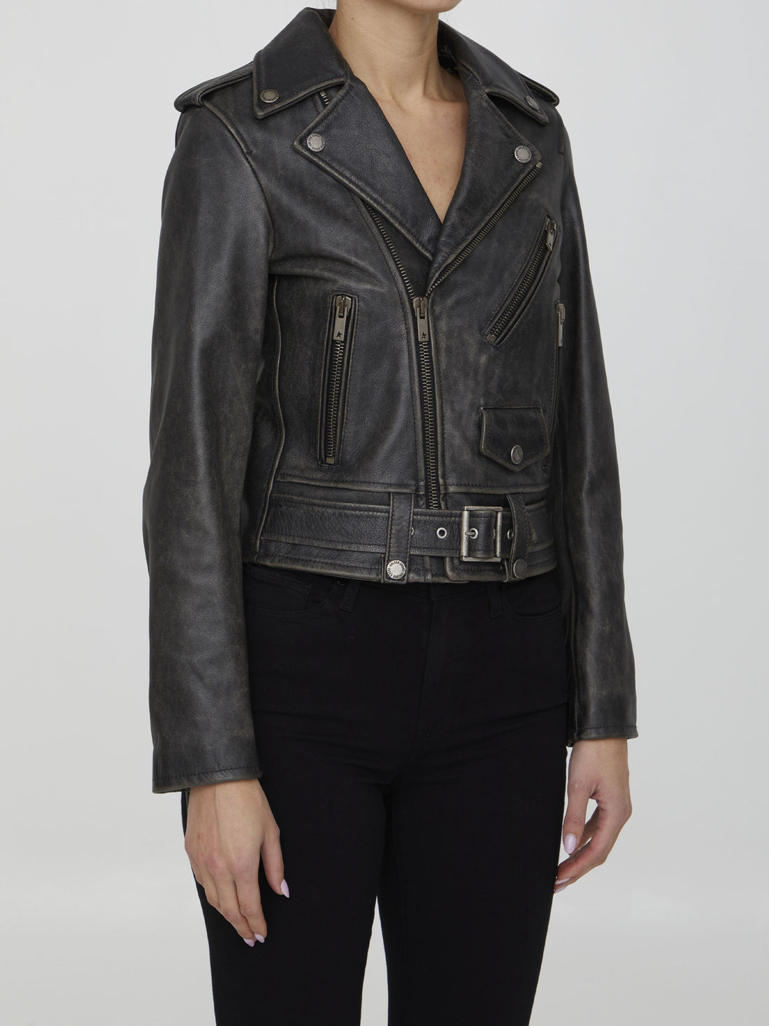 GOLDEN GOOSE 40 black leather jacket