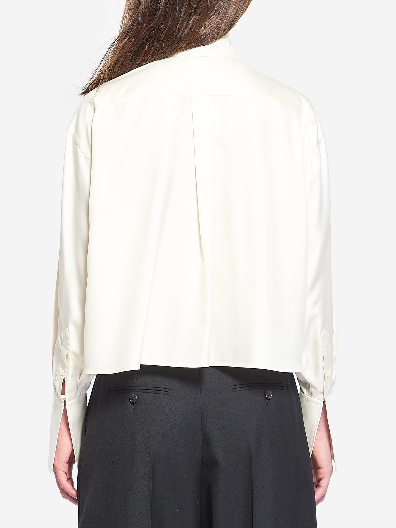 CELINE 36 cropped lavallière silk shirt