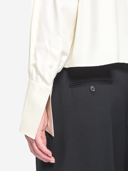 CELINE 36 cropped lavallière silk shirt