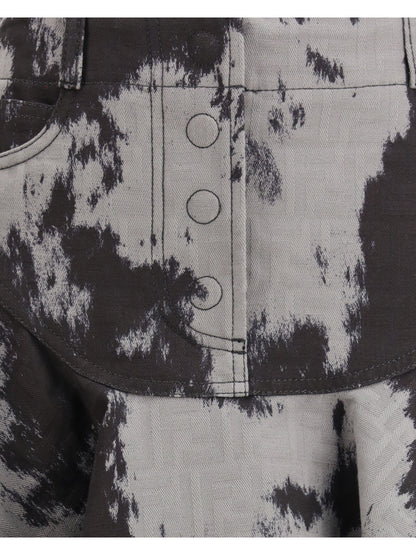 FENDI 40 denim miniskirt with animalier motif