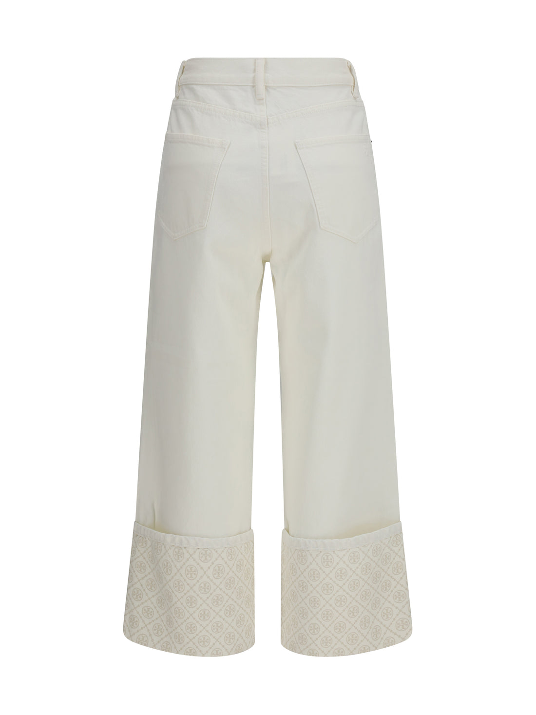 TORY BURCH 25 t monogram contrast cuff straight-leg jeans