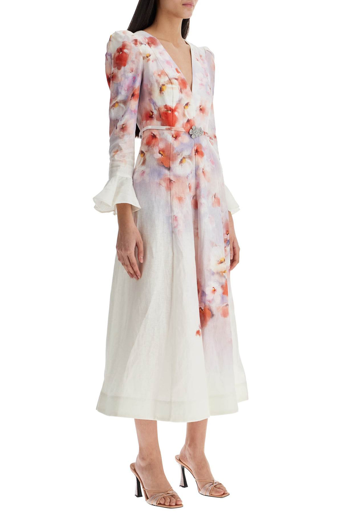 white floral linen midi dress ciara