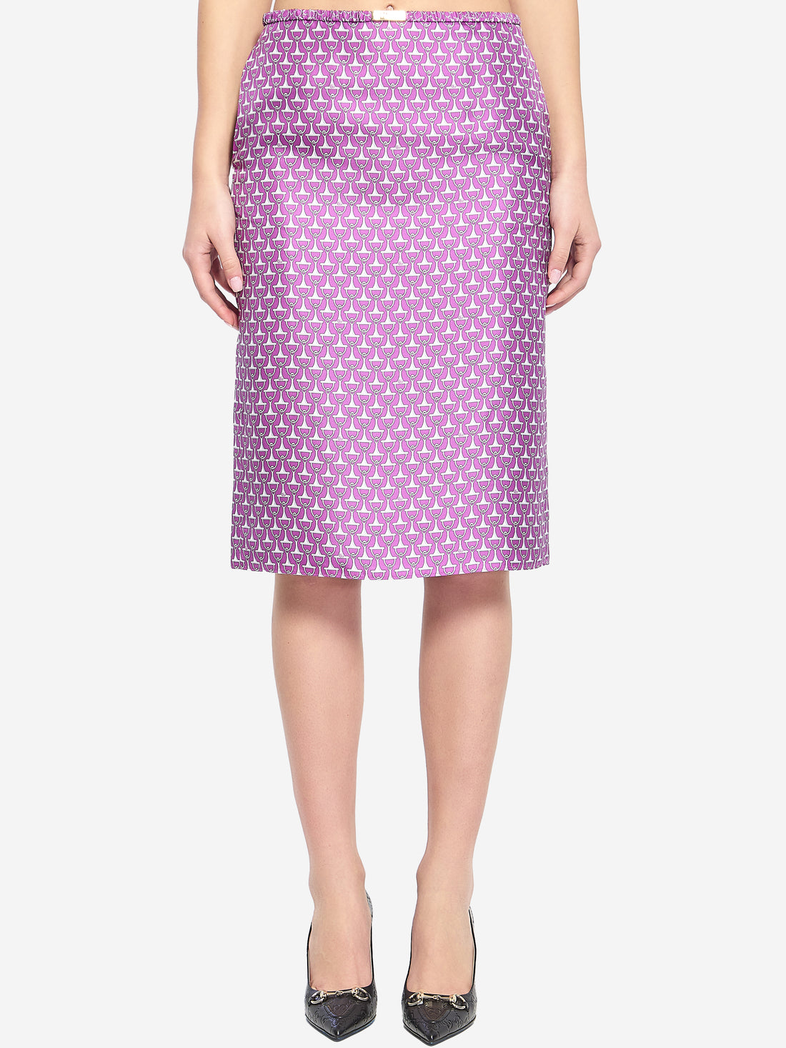 GUCCI 40 printed silk skirt