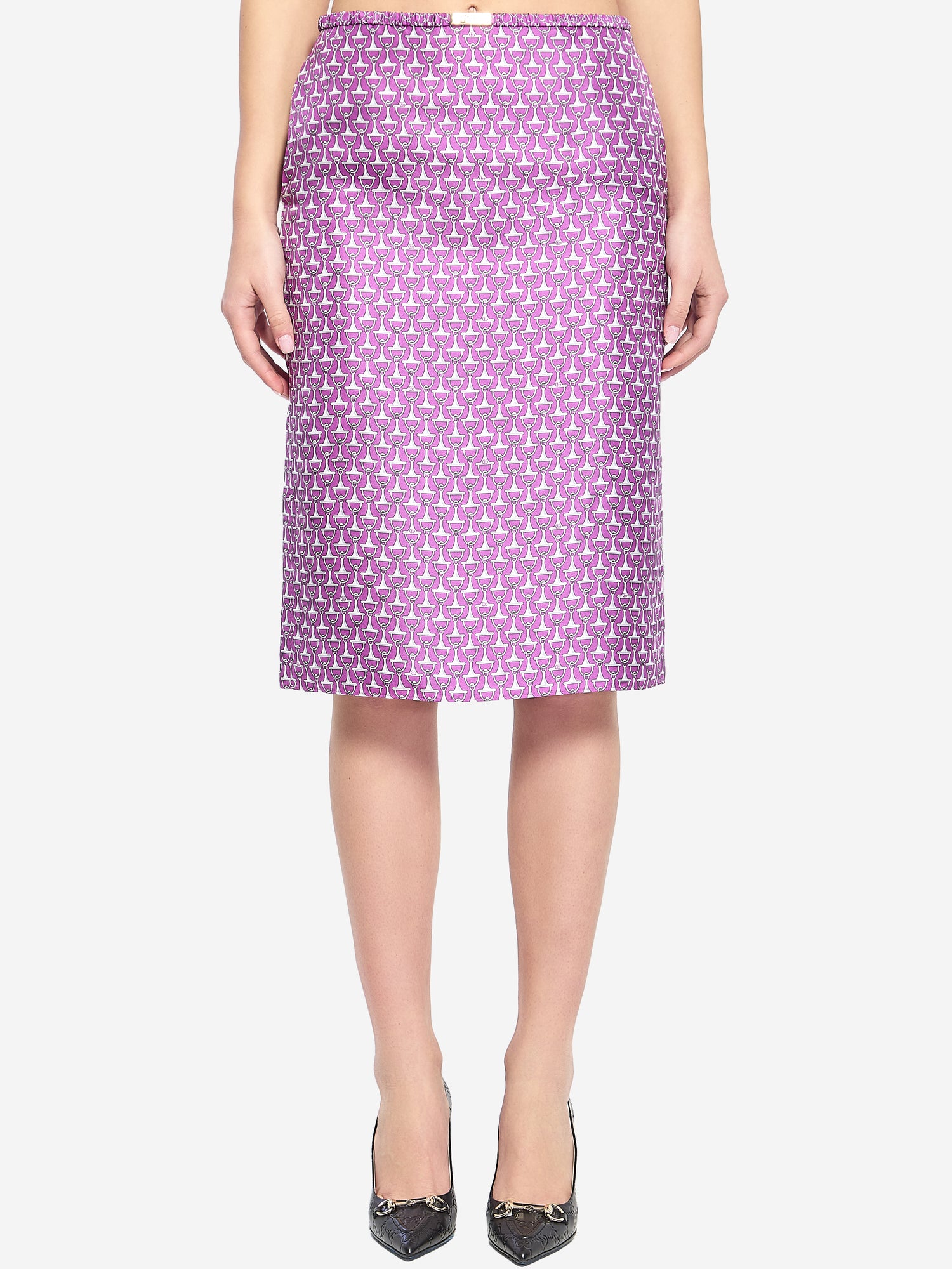 GUCCI 40 printed silk skirt
