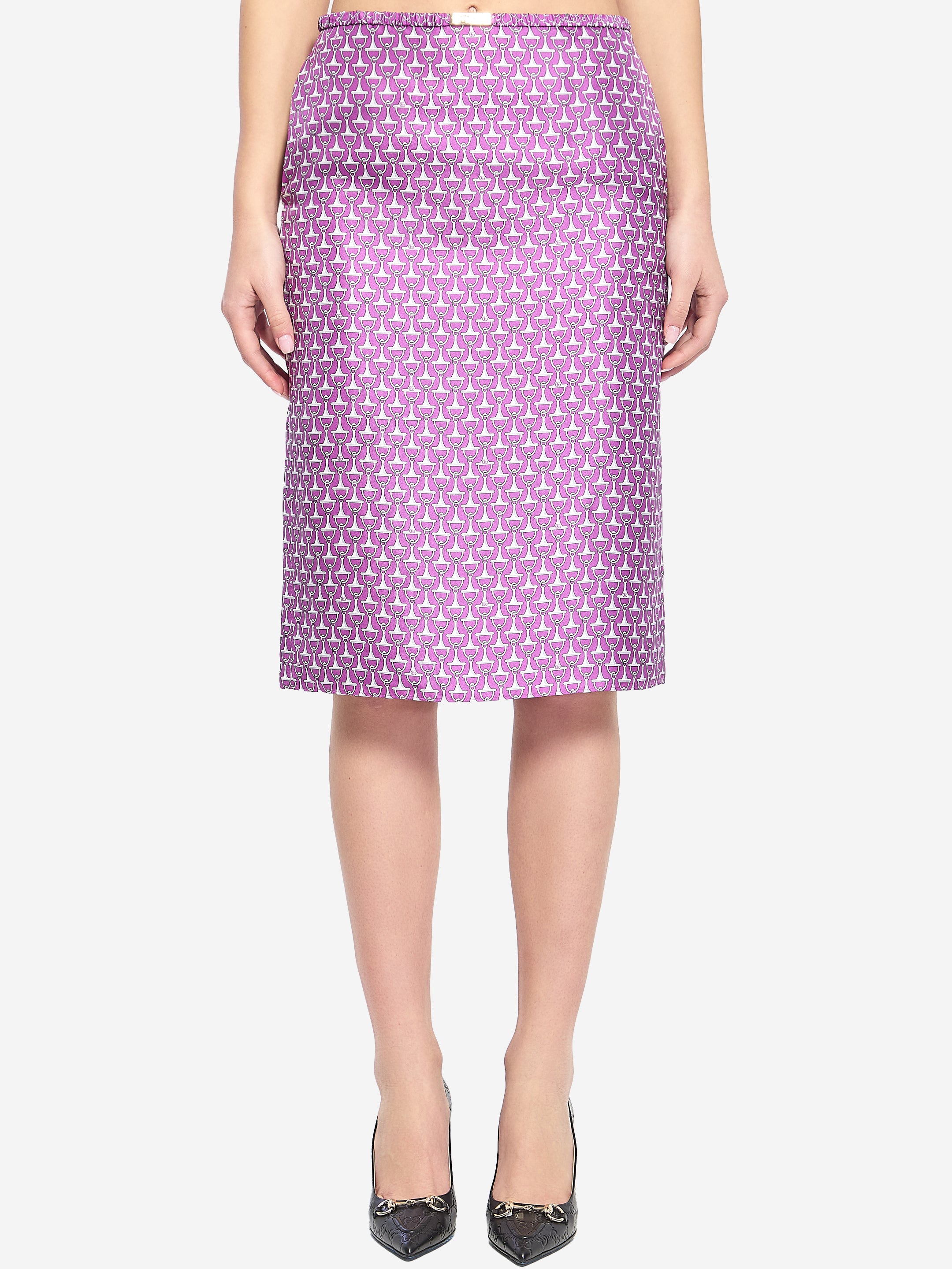 GUCCI 40 printed silk skirt
