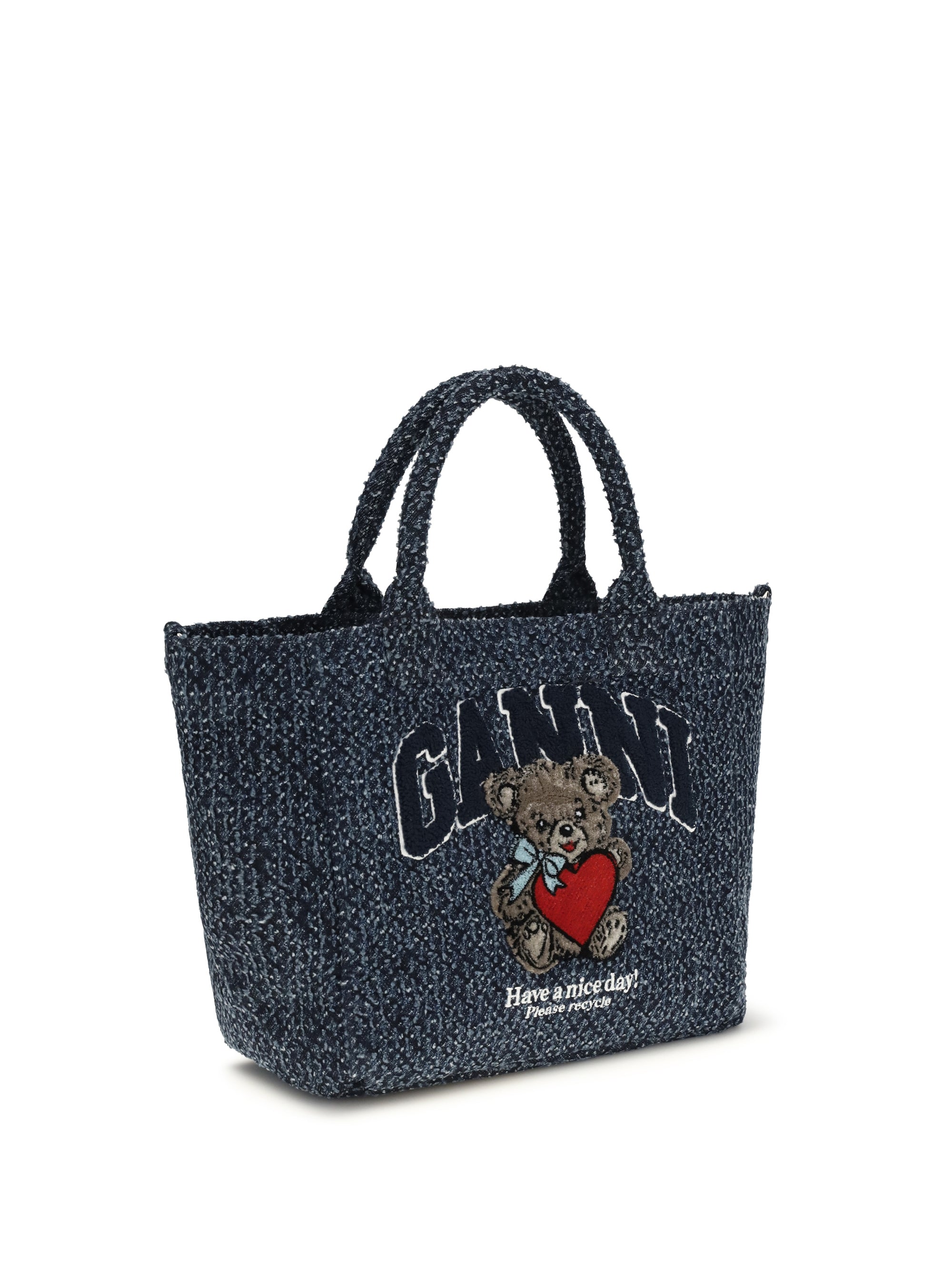 small tweed-effect denim tote bag