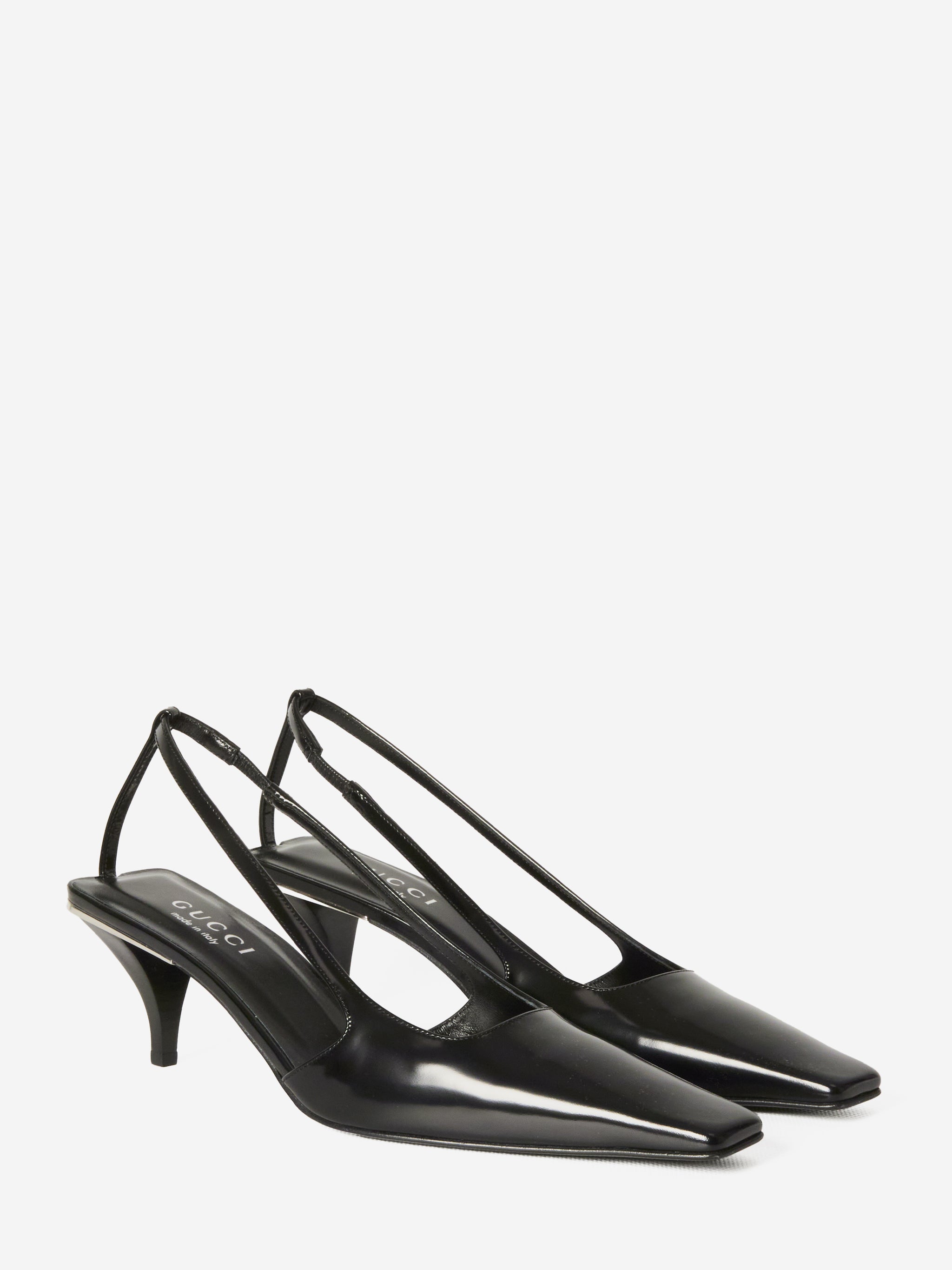 crystal logo slingback pumps