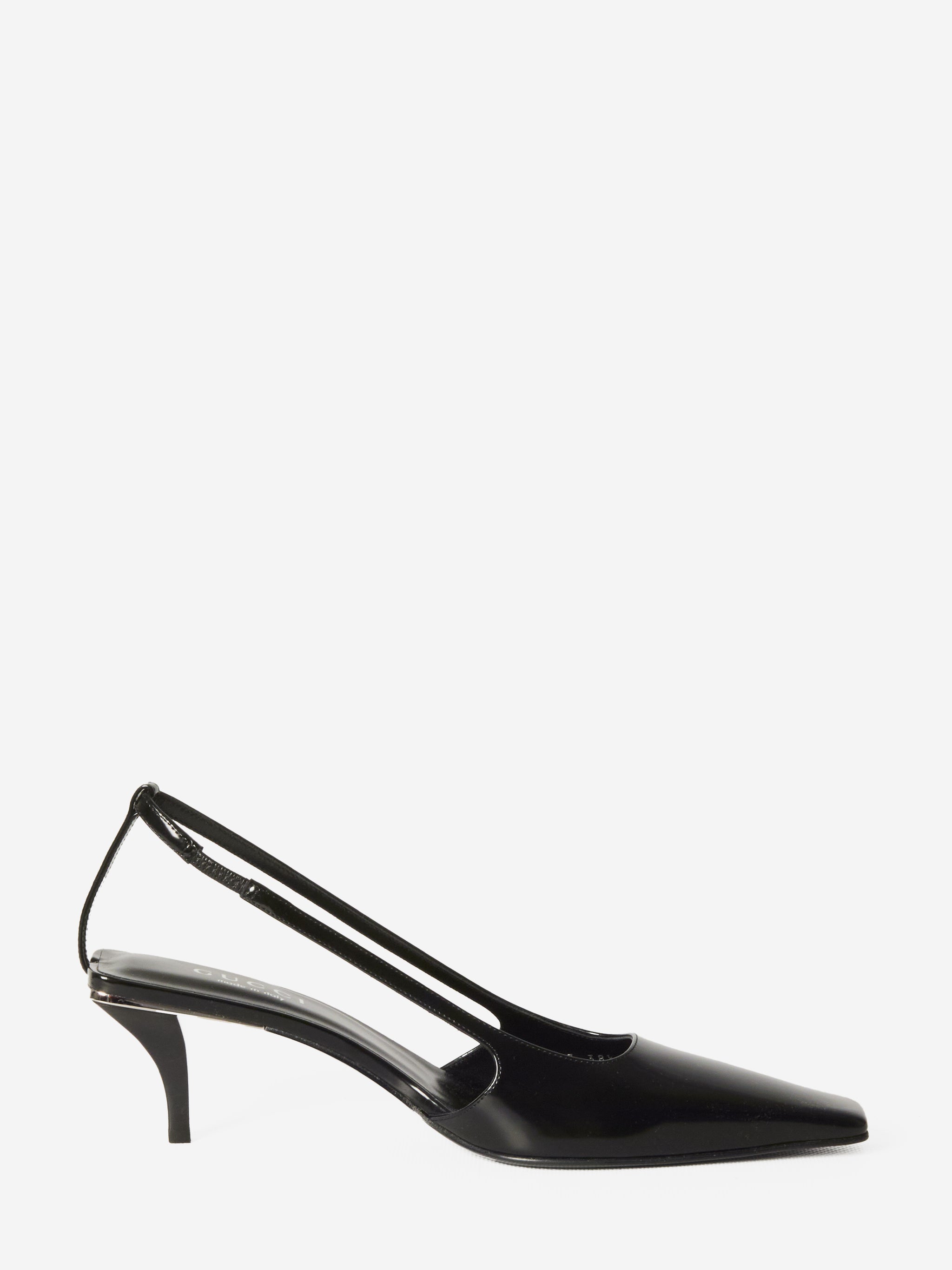 crystal logo slingback pumps