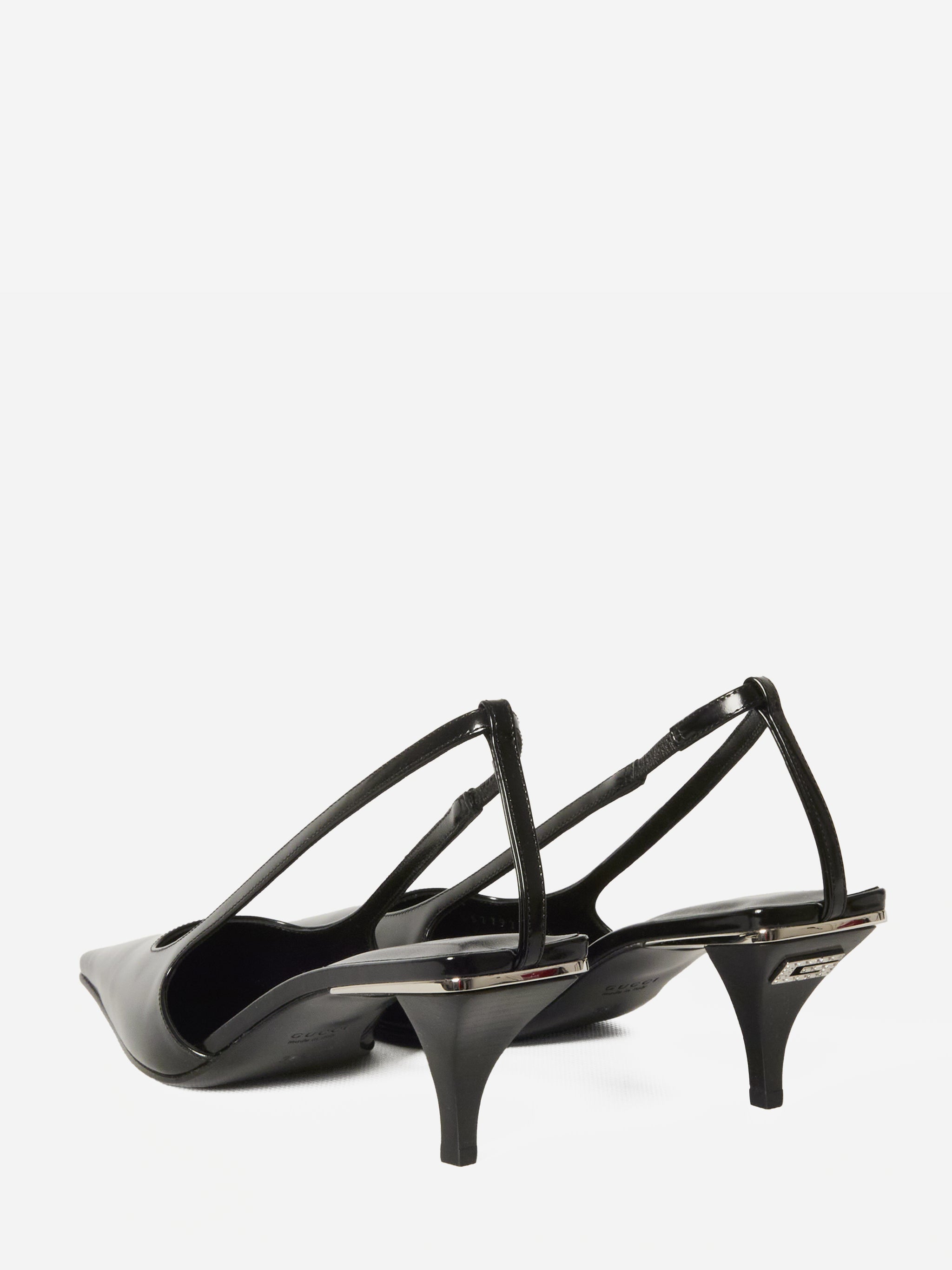 crystal logo slingback pumps
