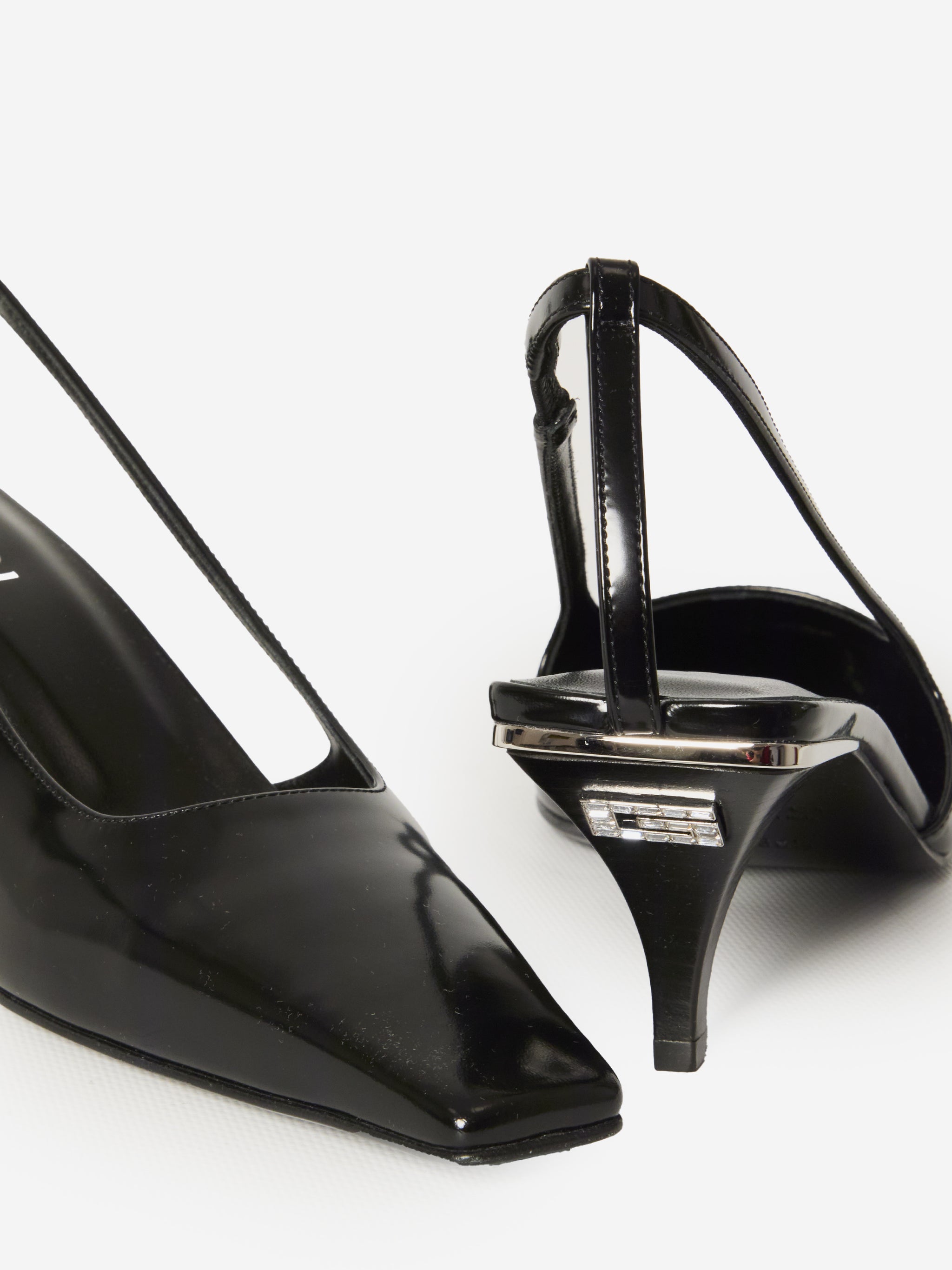 crystal logo slingback pumps